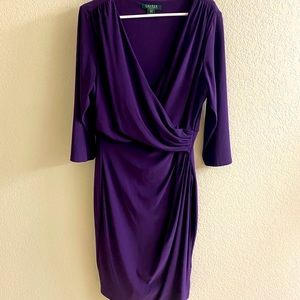 Ralph Lauren 14W 3/4 Sleeve Ruched Dress